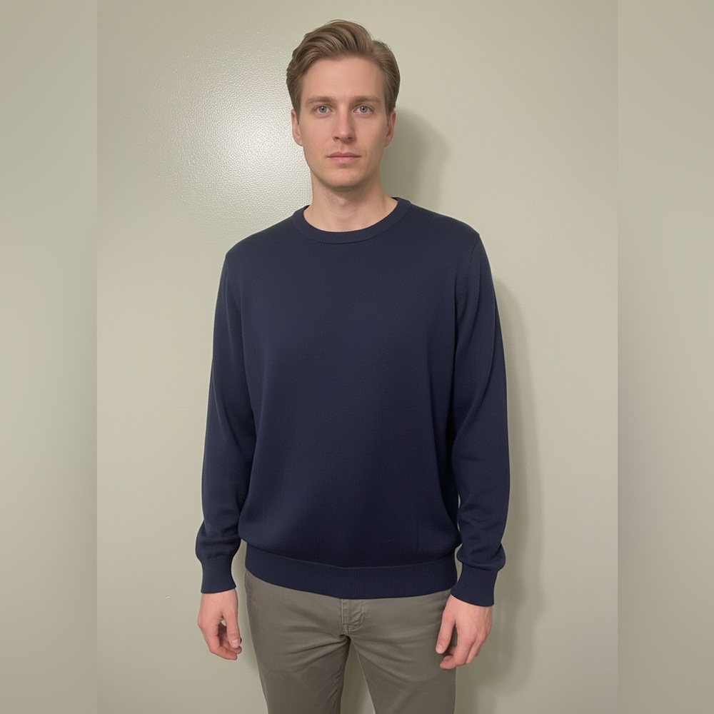Hart Schaffner Marx Men's Deep Blue Crewneck Sweater Merino Wool size 3XB